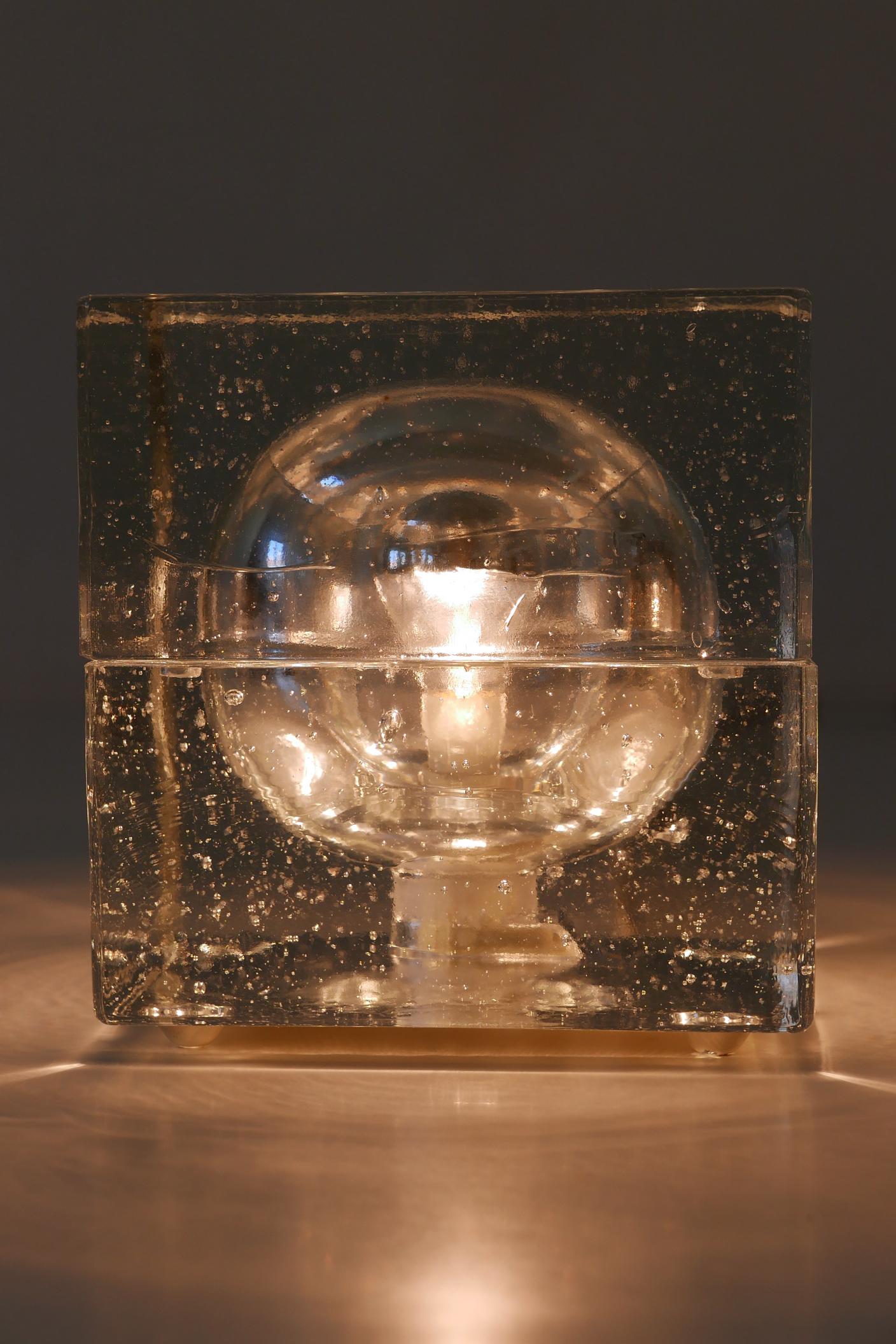 Set of Two Hand Blown Cubic Table Lamps by Müller & Zimmer, 1970s, Germany 2