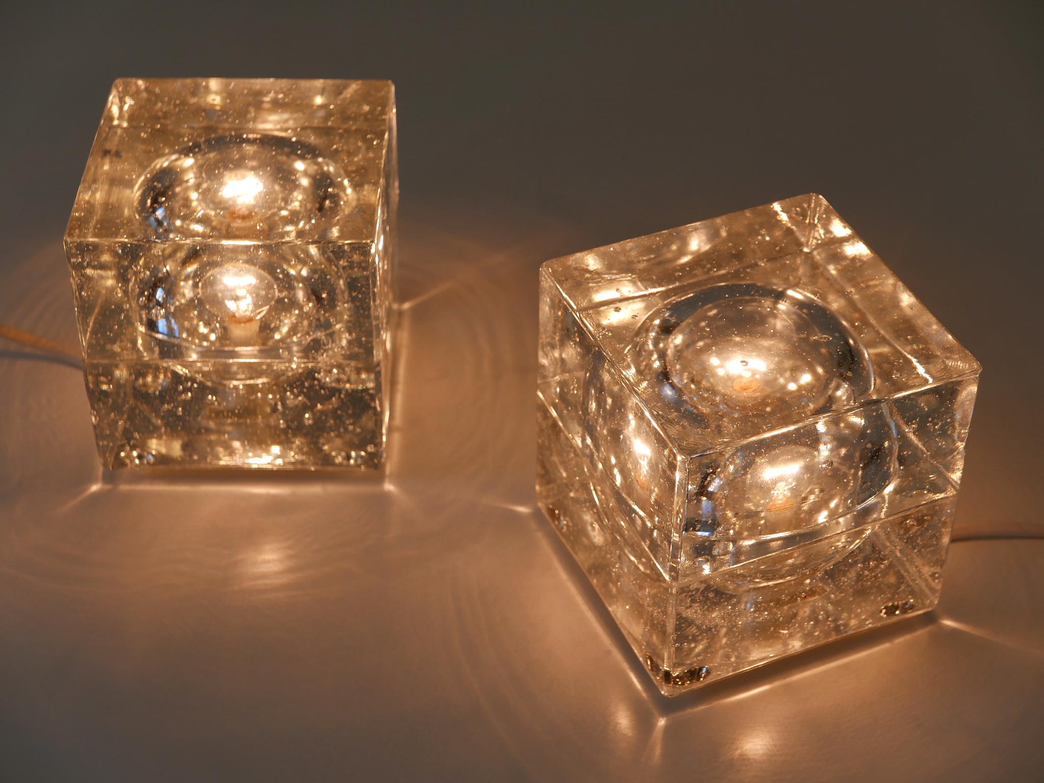 Ensemble de deux lampes de table en forme de glaçons soufflés à la main par Müller & Zimmer Allemagne en vente 4