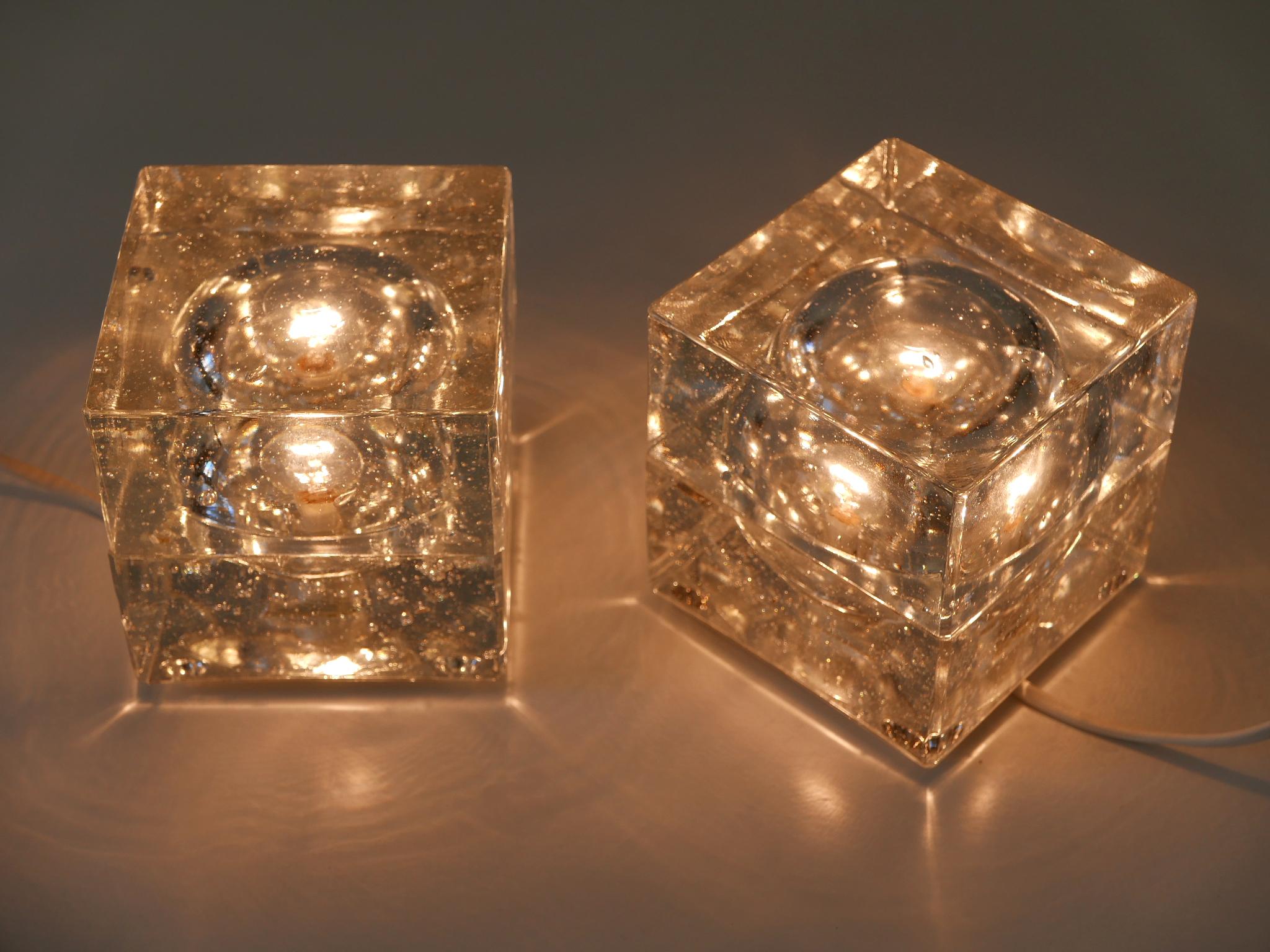 Ensemble de deux lampes de table en forme de glaçons soufflés à la main par Müller & Zimmer Allemagne en vente 6