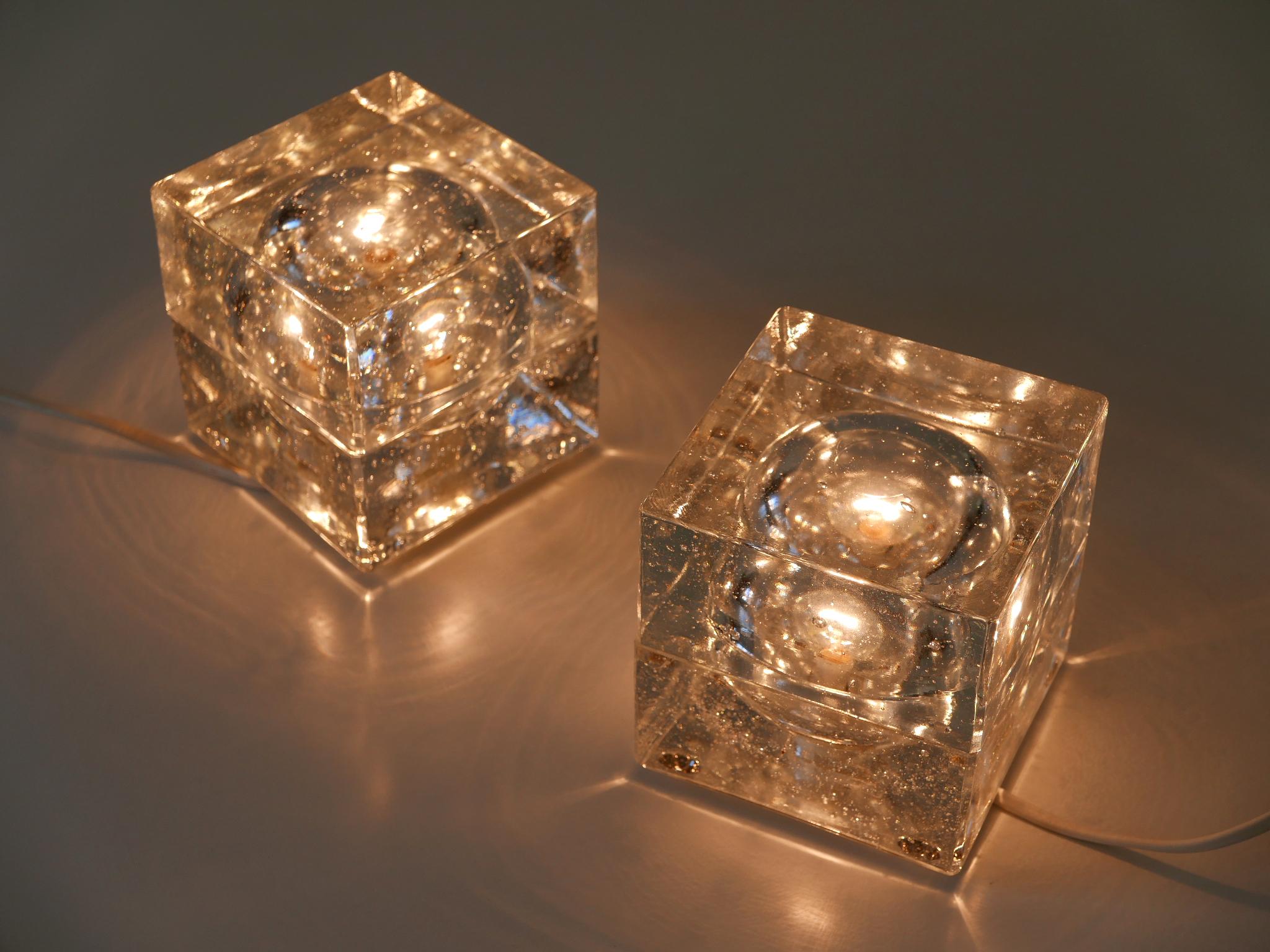 Ensemble de deux lampes de table en forme de glaçons soufflés à la main par Müller & Zimmer Allemagne en vente 7