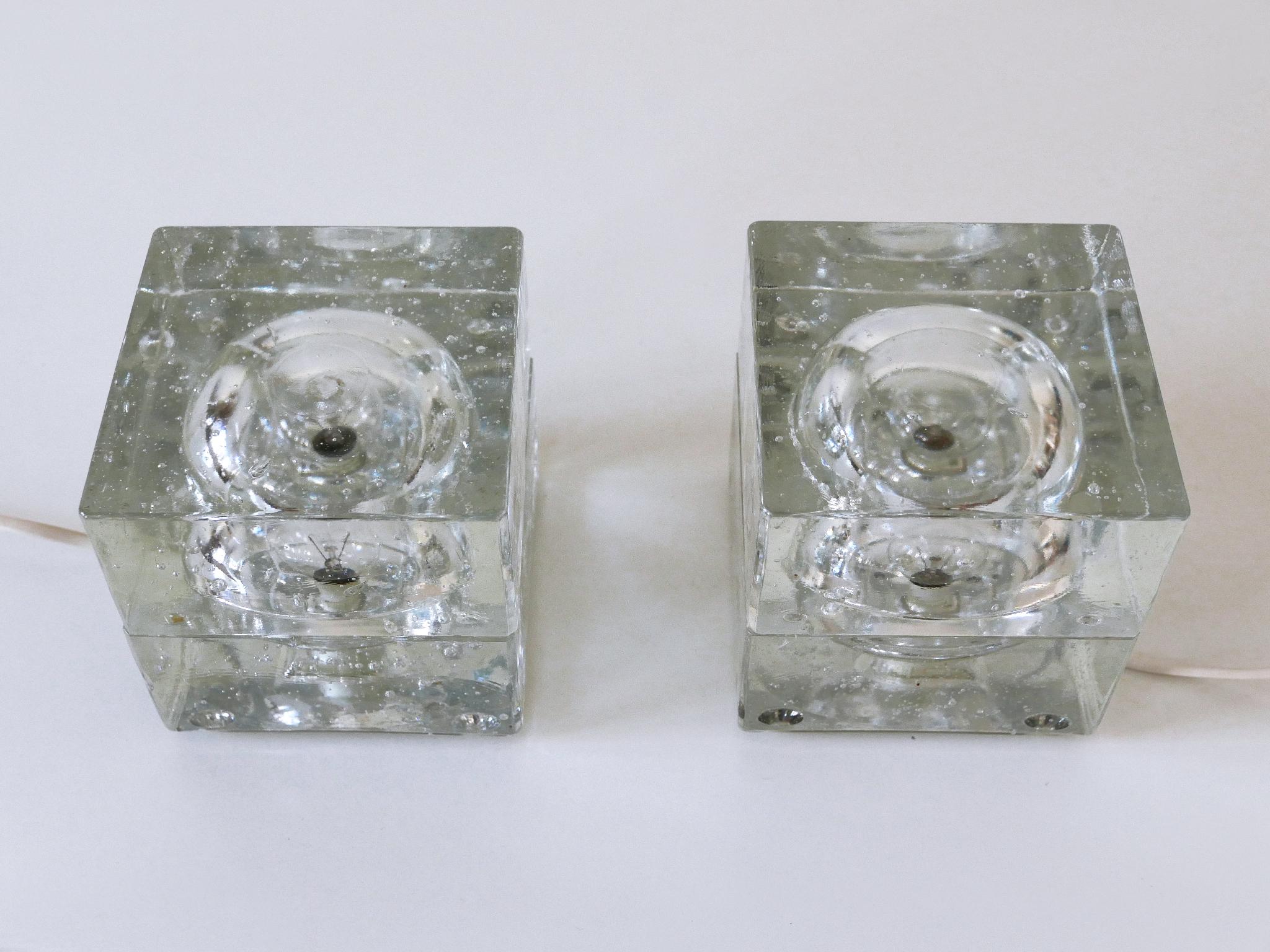 Ensemble de deux lampes de table en forme de glaçons soufflés à la main par Müller & Zimmer Allemagne en vente 8