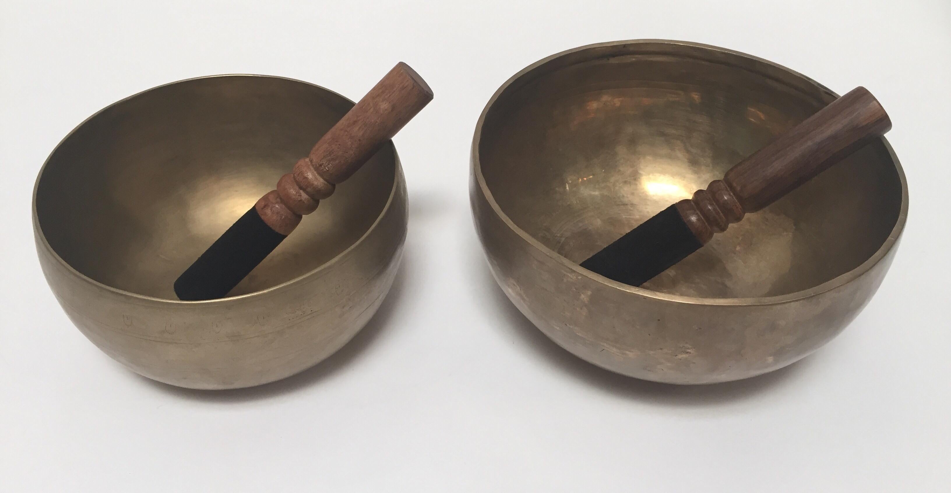 Set of Two Hand-Hammered Brass Singing Bowls 6