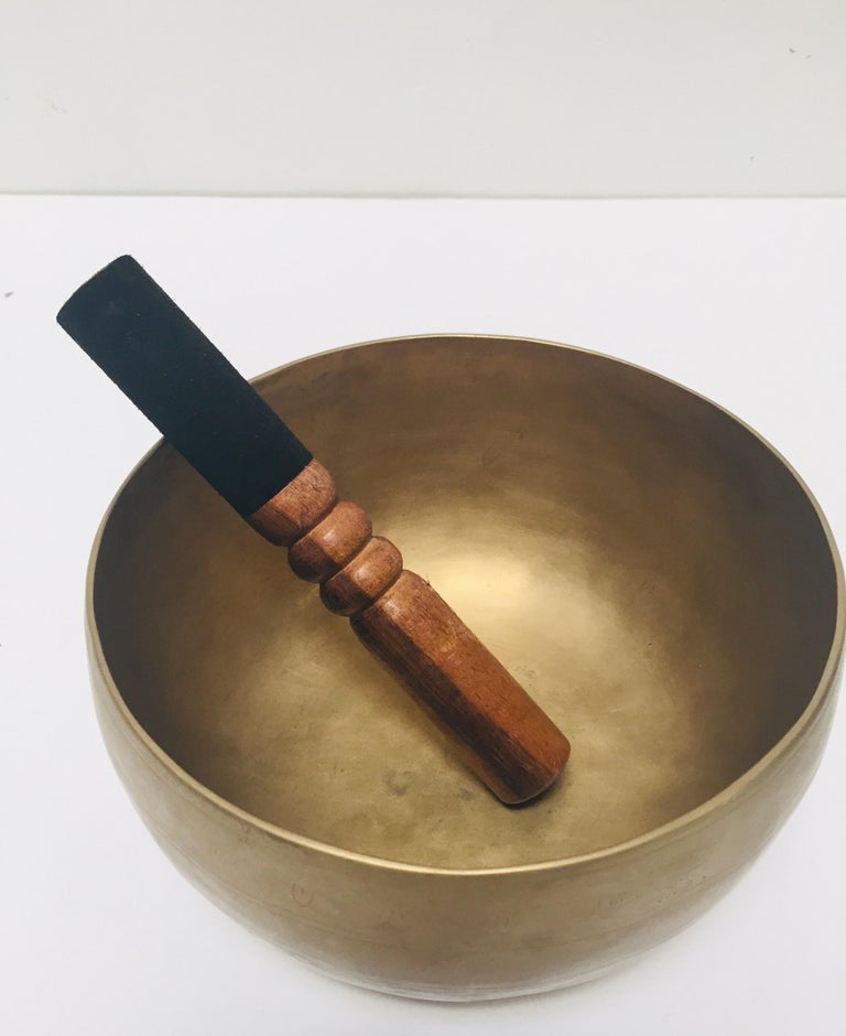 Set of Two HandHammered Brass Singing Bowls at 1stDibs