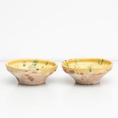 Set of Two Hand Painted Traditional Spanish Rustic Ceramic Plate, circa 1940