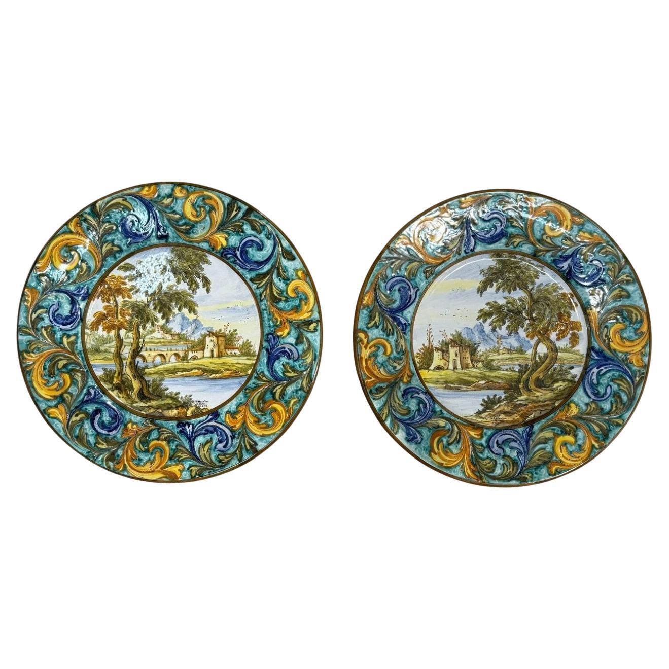 Set of Two Hand-Pair of Italian Renaissance Style Platters by N. Tapolini, 1970s For Sale