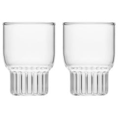 fferrone Set of 2 Handcrafted Czech Clear Contemporary Rasori Mini Glasses