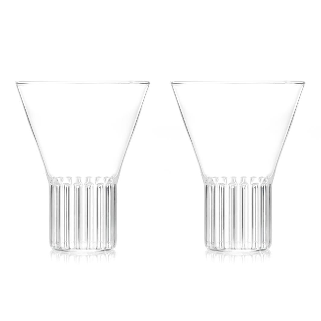 Modern fferrone Set of 2 Handcrafted Czech Clear Contemporary Rila Large Glasses For Sale