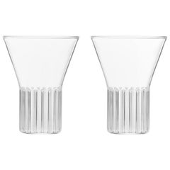 EU Clients Set of Two Czech Clear Contemporary Rila Medium Glasses, in Stock