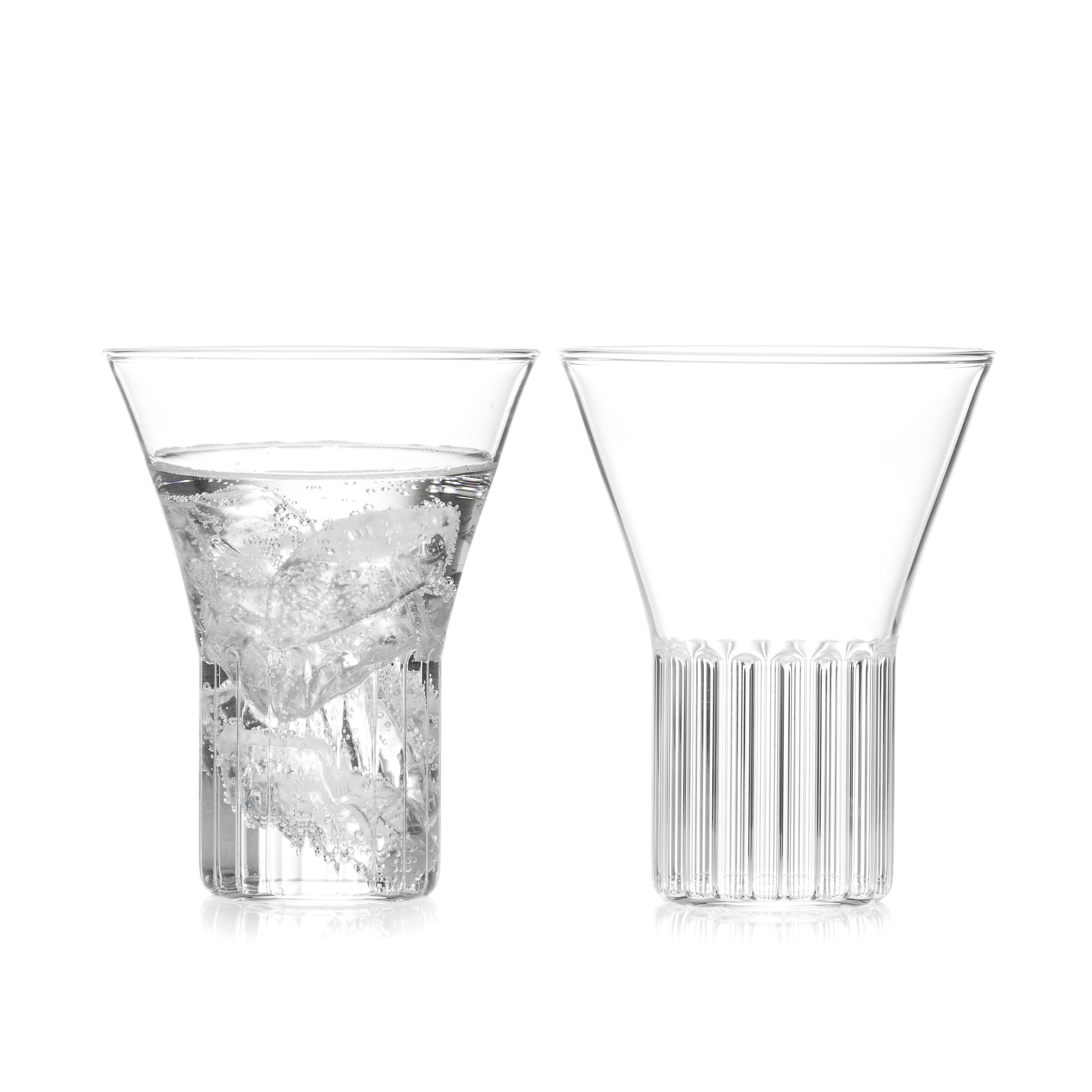 Rila medium glasses, set of two.

Inspired by the Rila Monestary, the clear Czech contemporary Rila collection is a series of glassware ideal for beverages from wine and water to martinis and other beverages. Modern and strikingly simple in form,