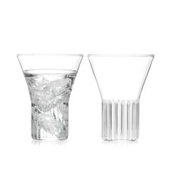 fferrone Set of 2 Handcrafted Czech Clear Contemporary Rila Medium Glasses