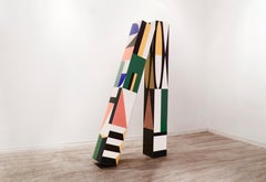 Set of Two Handcrafted Geometric Totems / Resin Sculptures SIGPAS by Paul Sende