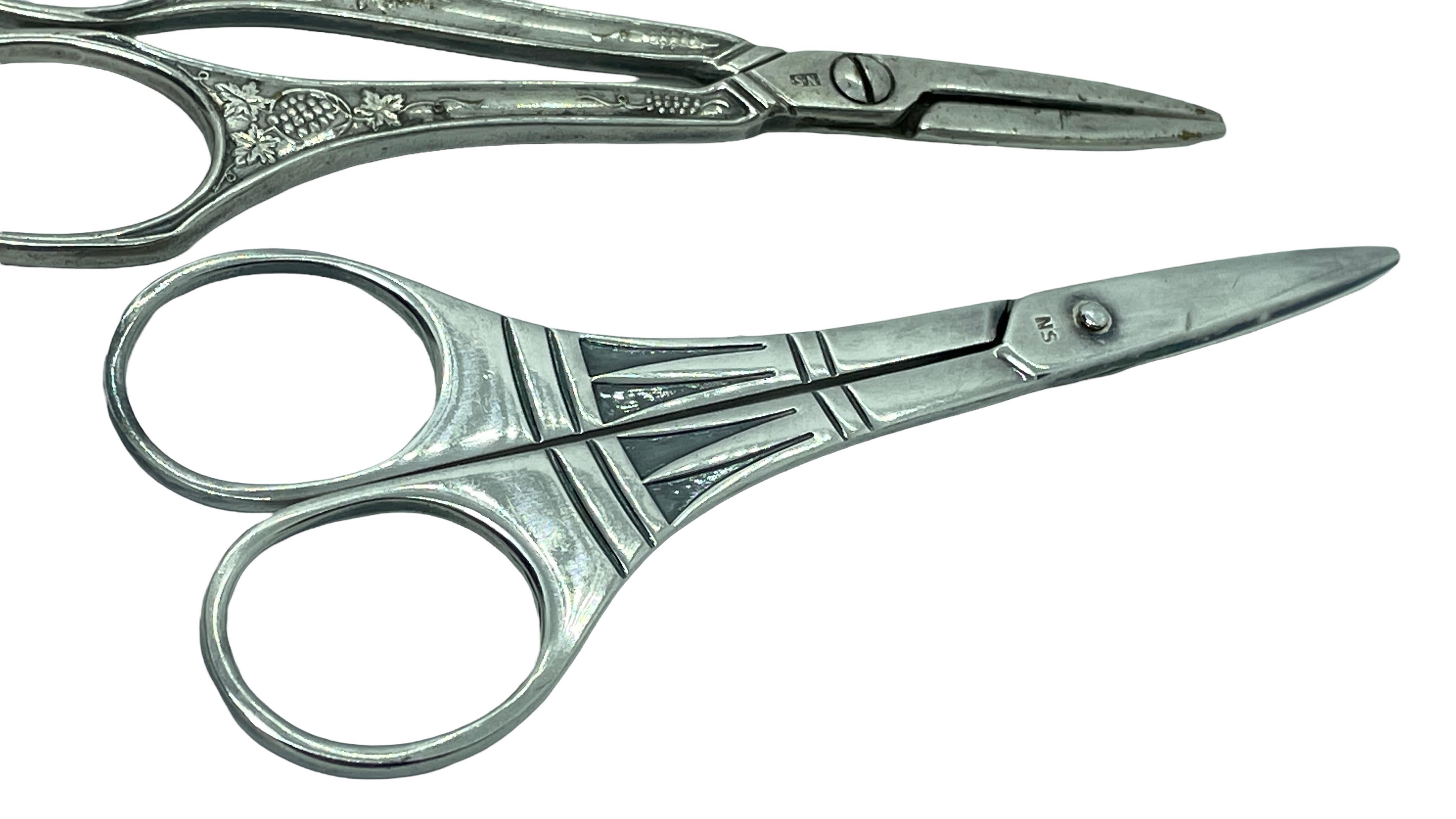 Swedish Set of Two Handcrafted Silver Plate Scissors with Steel Blade, Sweden For Sale