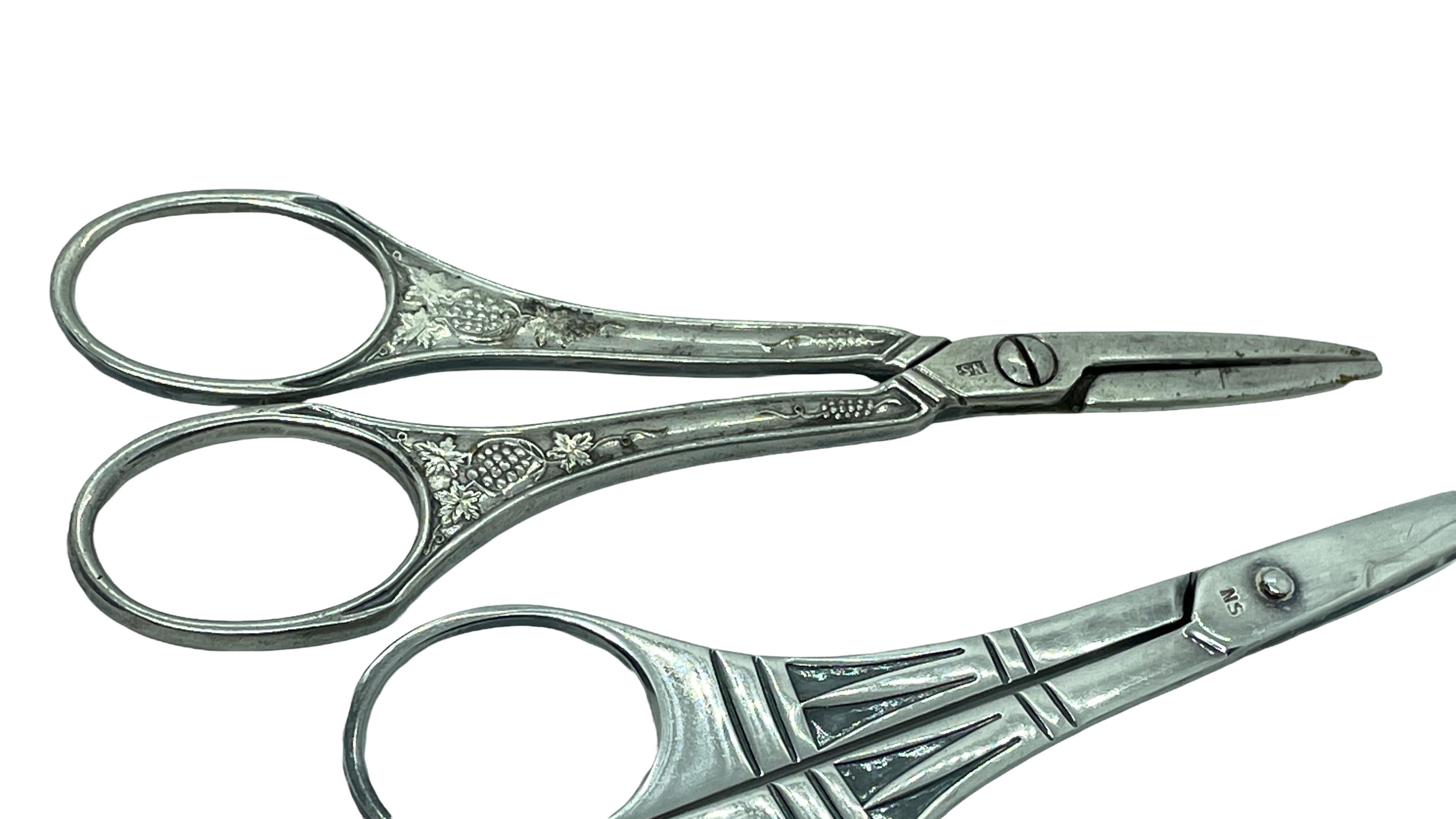 Set of Two Handcrafted Silver Plate Scissors with Steel Blade, Sweden In Good Condition For Sale In Nuernberg, DE