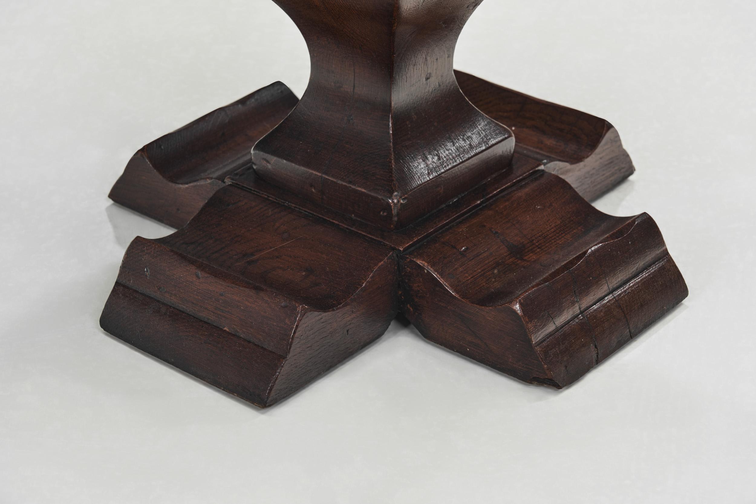 Set of Two Handcrafted Wood Side Tables, Europe 1970s For Sale 9