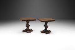 Set of Two Handcrafted Wood Side Tables, Europe 1970s