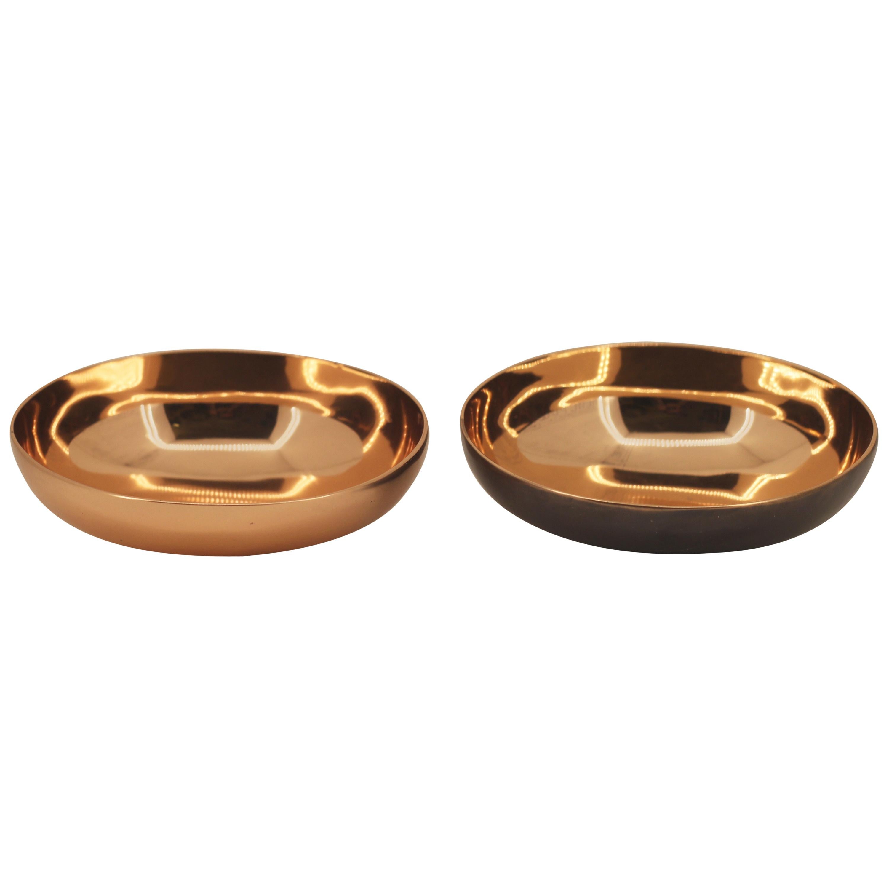 Set of Two Handmade Cast Bronze Indian Bowl, Vide-Poche