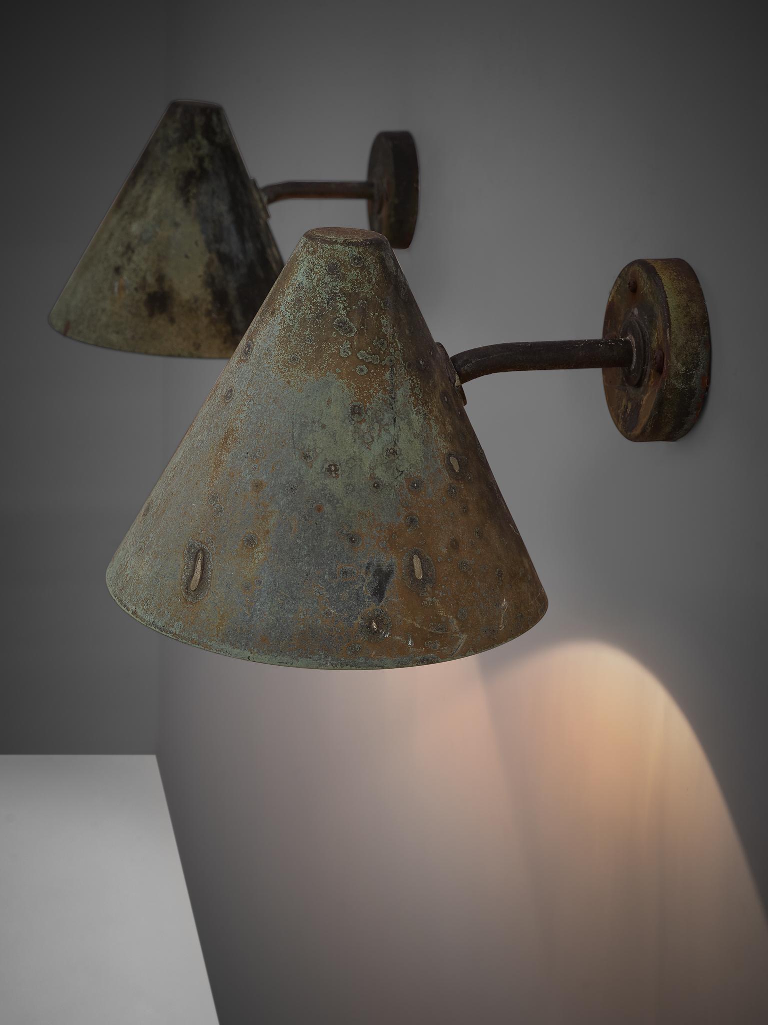 Swedish Set of Two Hans-Agne Jakobsson 'Tratten' Copper Wall Lights