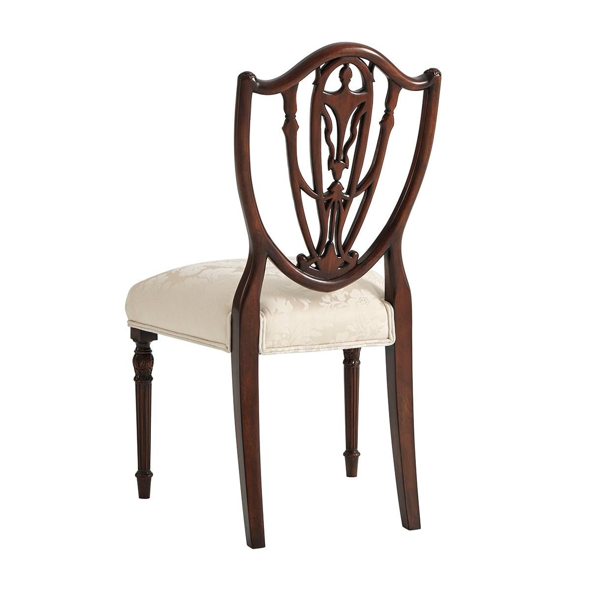 Vietnamese Set of Two Hepplewhite Shield Back Dining Chairs For Sale