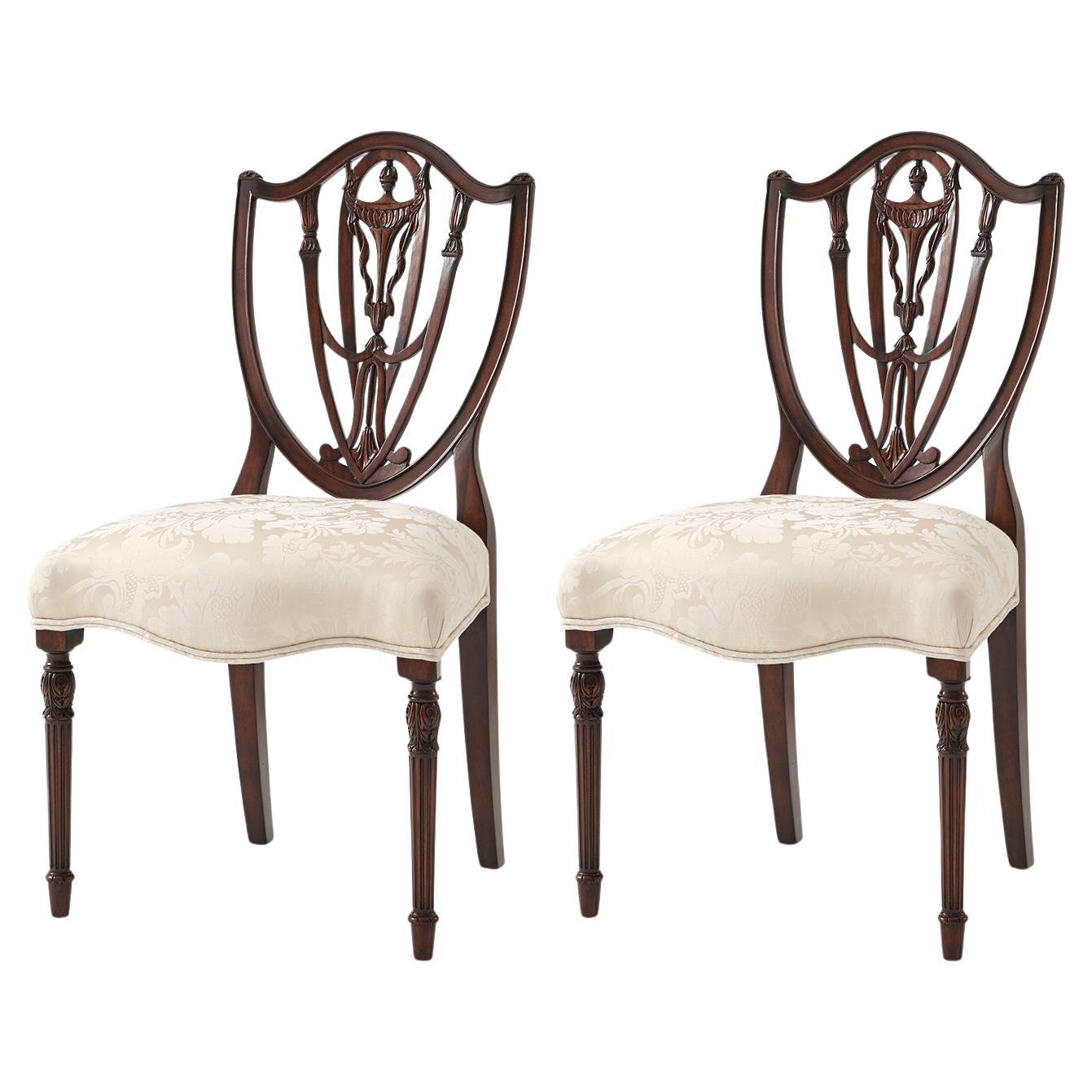 Set of Two Hepplewhite Shield Back Dining Chairs