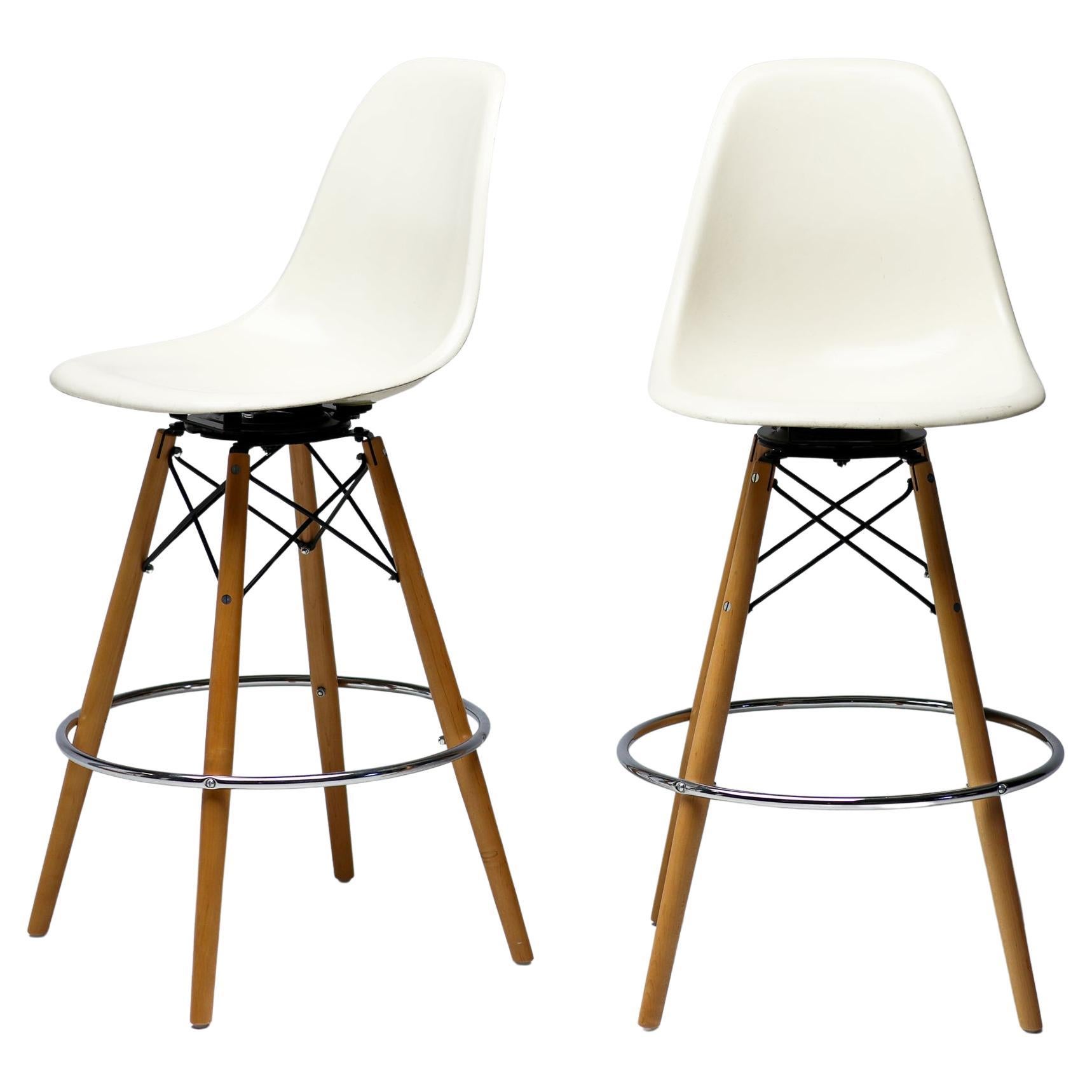 Set of Two Herman Miller Mid Century Modern Charles Eames "PSW" Barstools For Sale