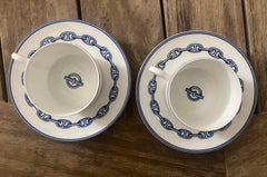 Set di due tazze da tè con piattino in porcellana "Chaîne d'Ancre" blu di Hermès