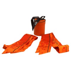 Set of Two Hermes Silk Twilly Scarves