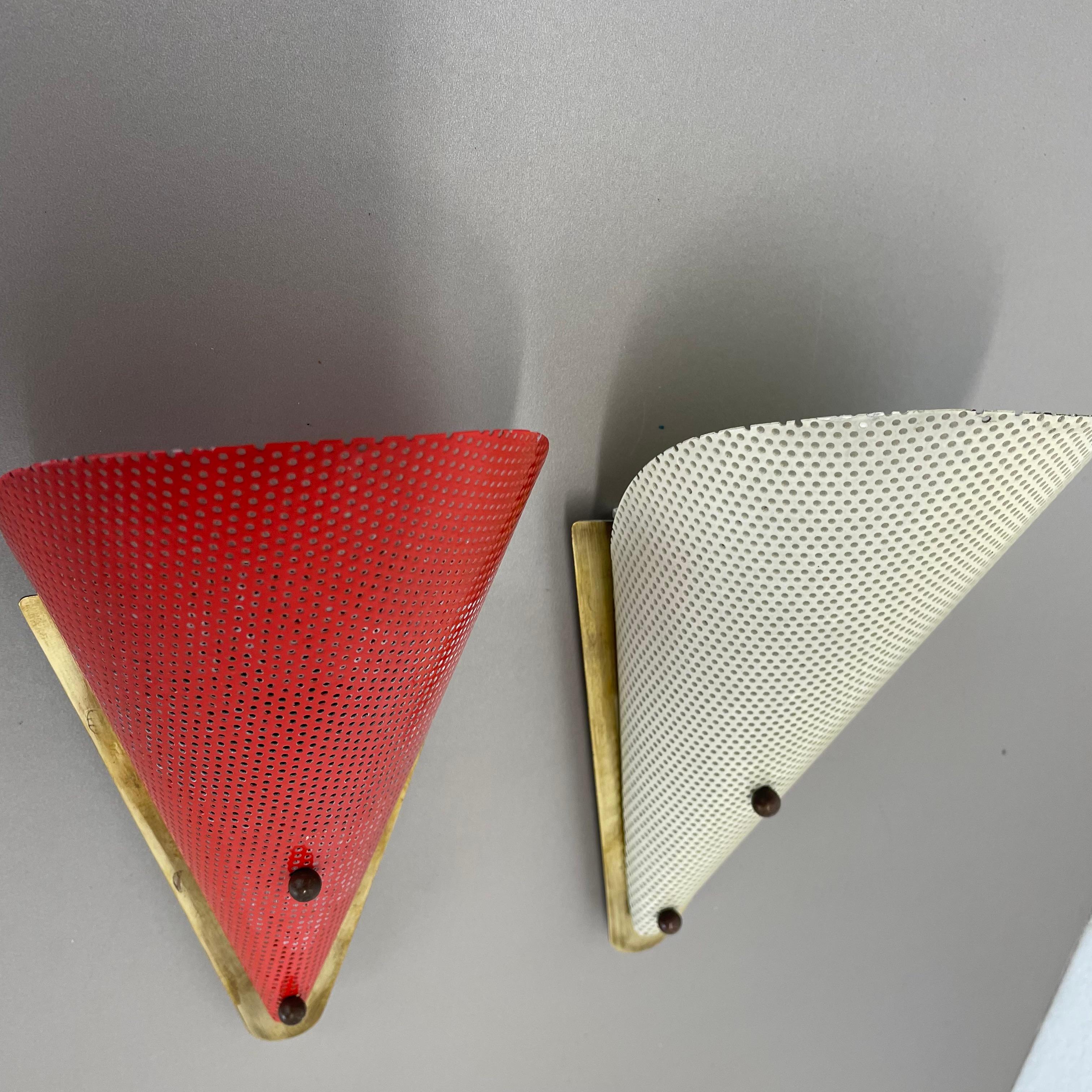 juego de dos apliques de pared con orificios estilo MATEGOT, Francia, 1950 en venta 3