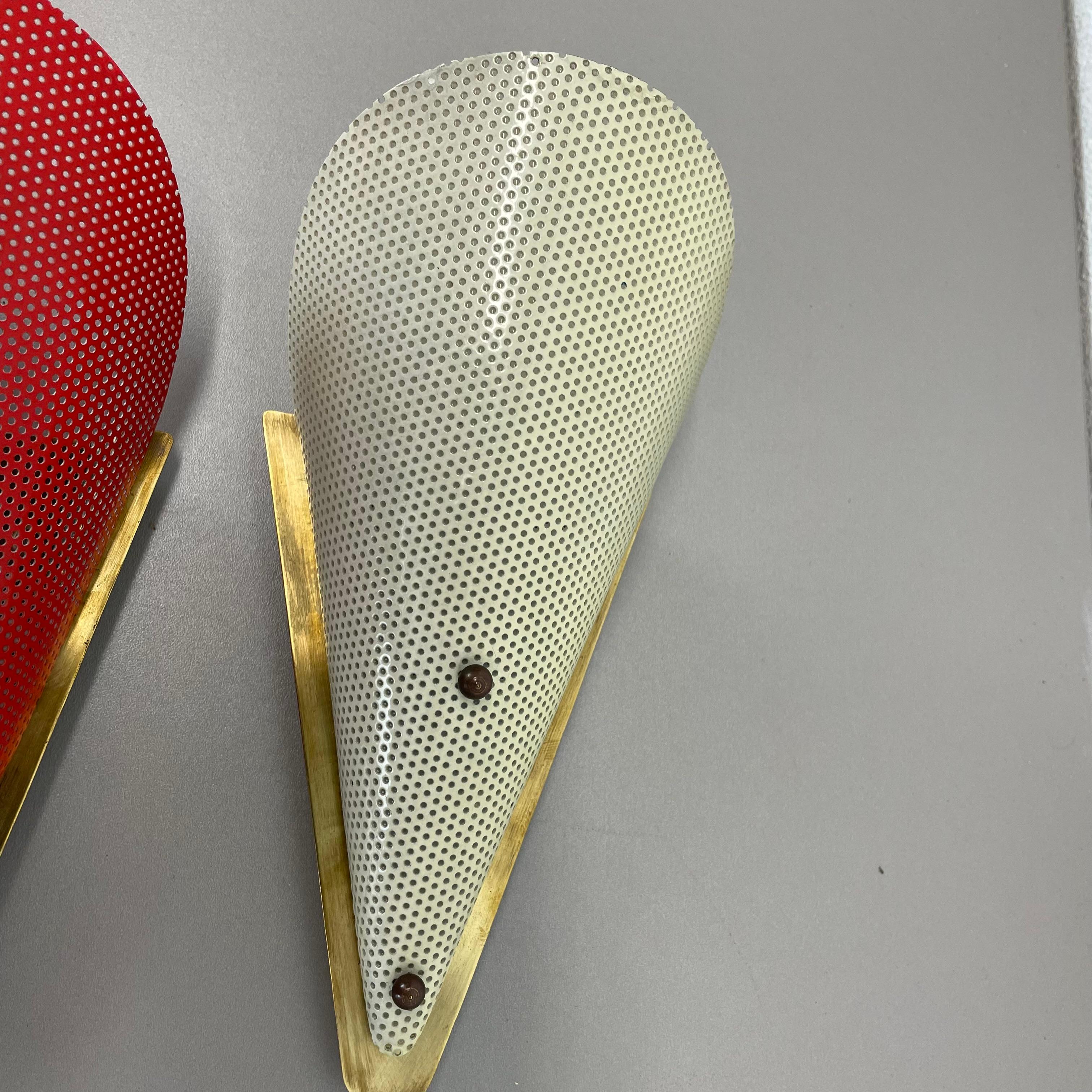 juego de dos apliques de pared con orificios estilo MATEGOT, Francia, 1950 en venta 1