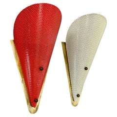 set of two hole pattern Theatre Wall Light Sconces MATEGOT Style, France, 1950