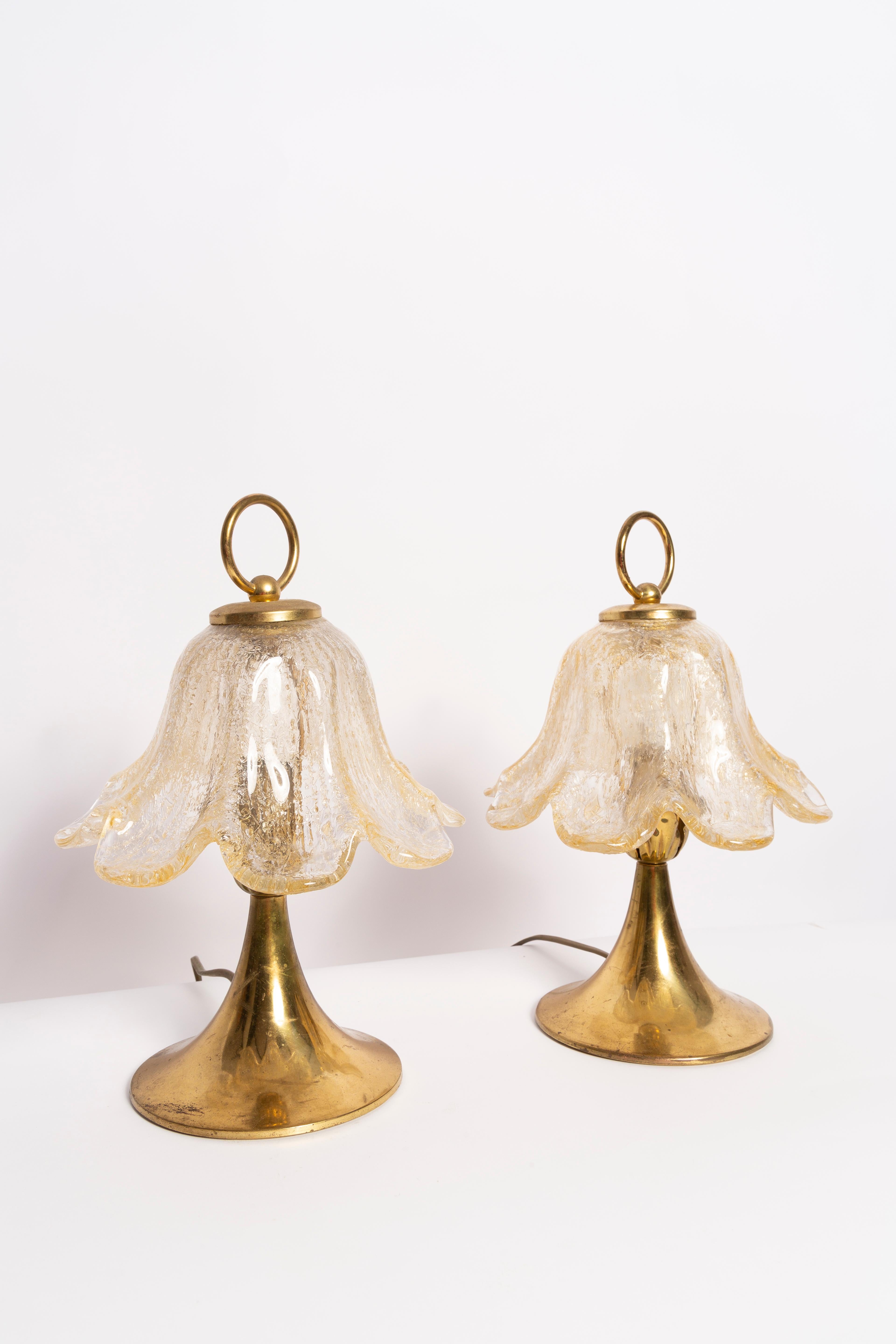 20th Century Set of Two Hollywood Regency Table Lamps, Yellow Flowers, Italy, 1960s