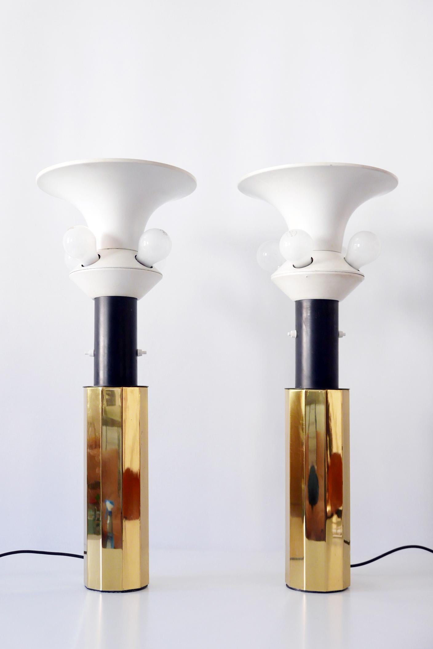 Set of Two Huge, 5-Flamed Midcentury Decagonal Brass Table Lamps, 1960s, Germany For Sale 3