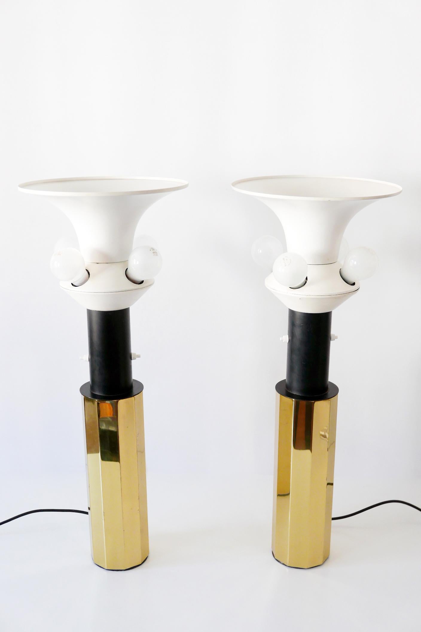 Set of Two Huge, 5-Flamed Midcentury Decagonal Brass Table Lamps, 1960s, Germany For Sale 6
