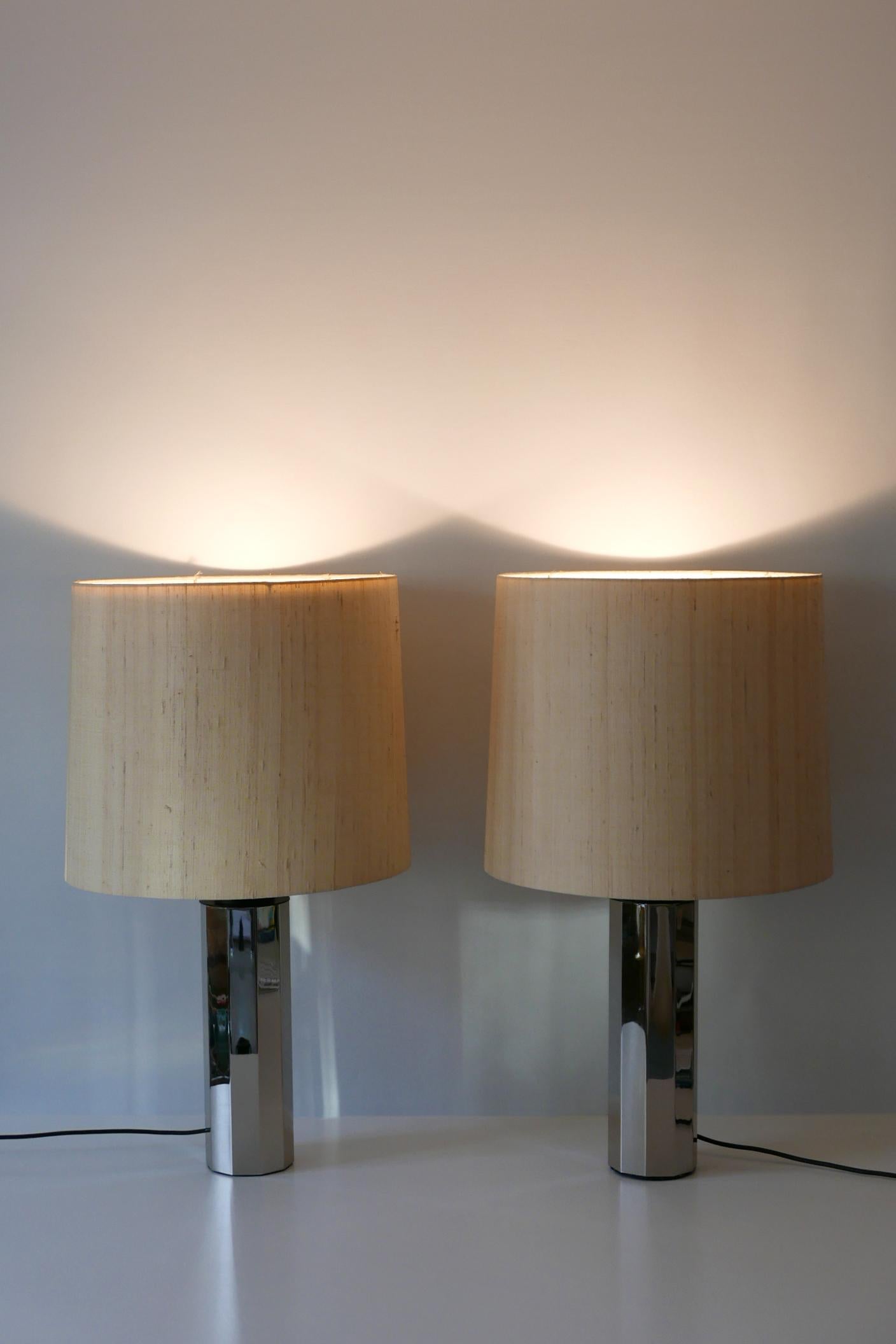 Set of Two Huge, 5-Flamed Midcentury Decagonal Chrome Table Lamps 1960s, Germany For Sale 3