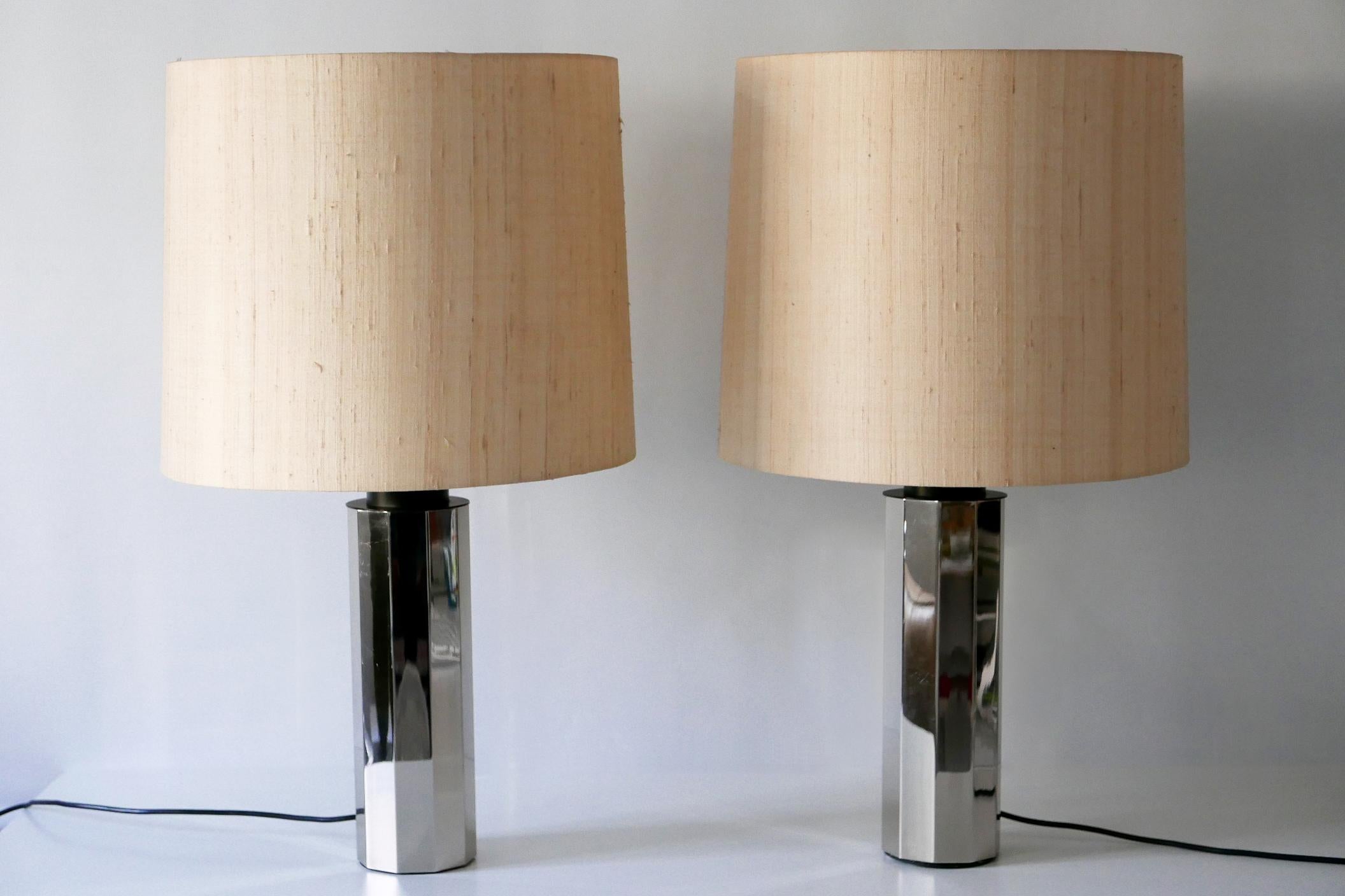 Ensemble de deux grandes lampes de bureau décagonelles chromées à 5 branches du milieu du siècle, Allemagne, années 1960 en vente 5