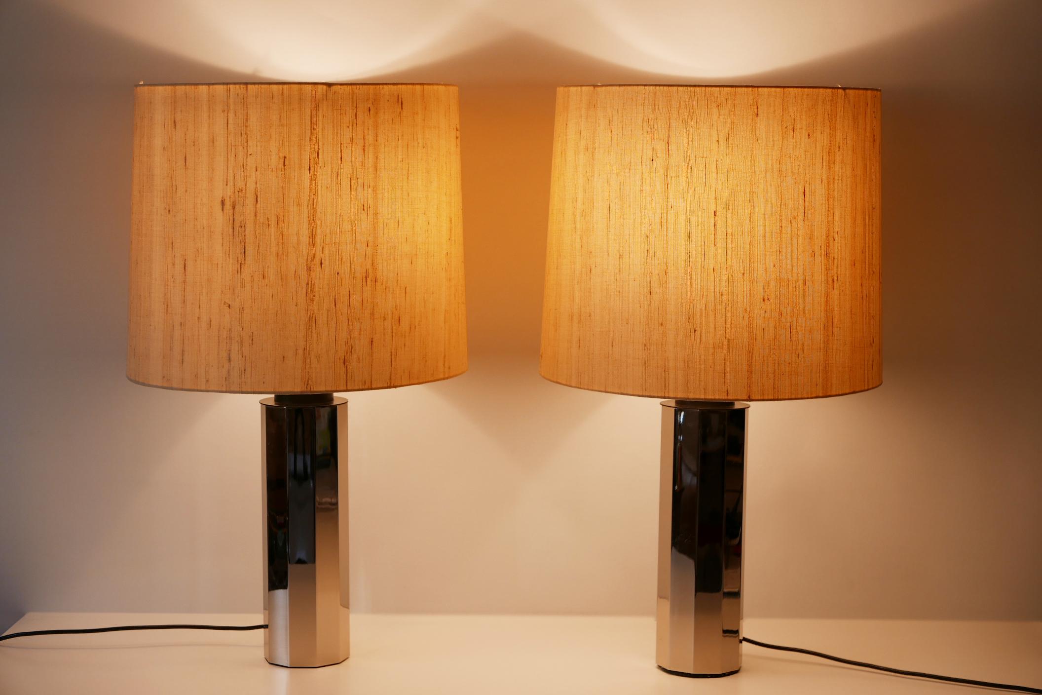 Set of Two Huge, 5-Flamed Midcentury Decagonal Chrome Table Lamps 1960s, Germany For Sale 5