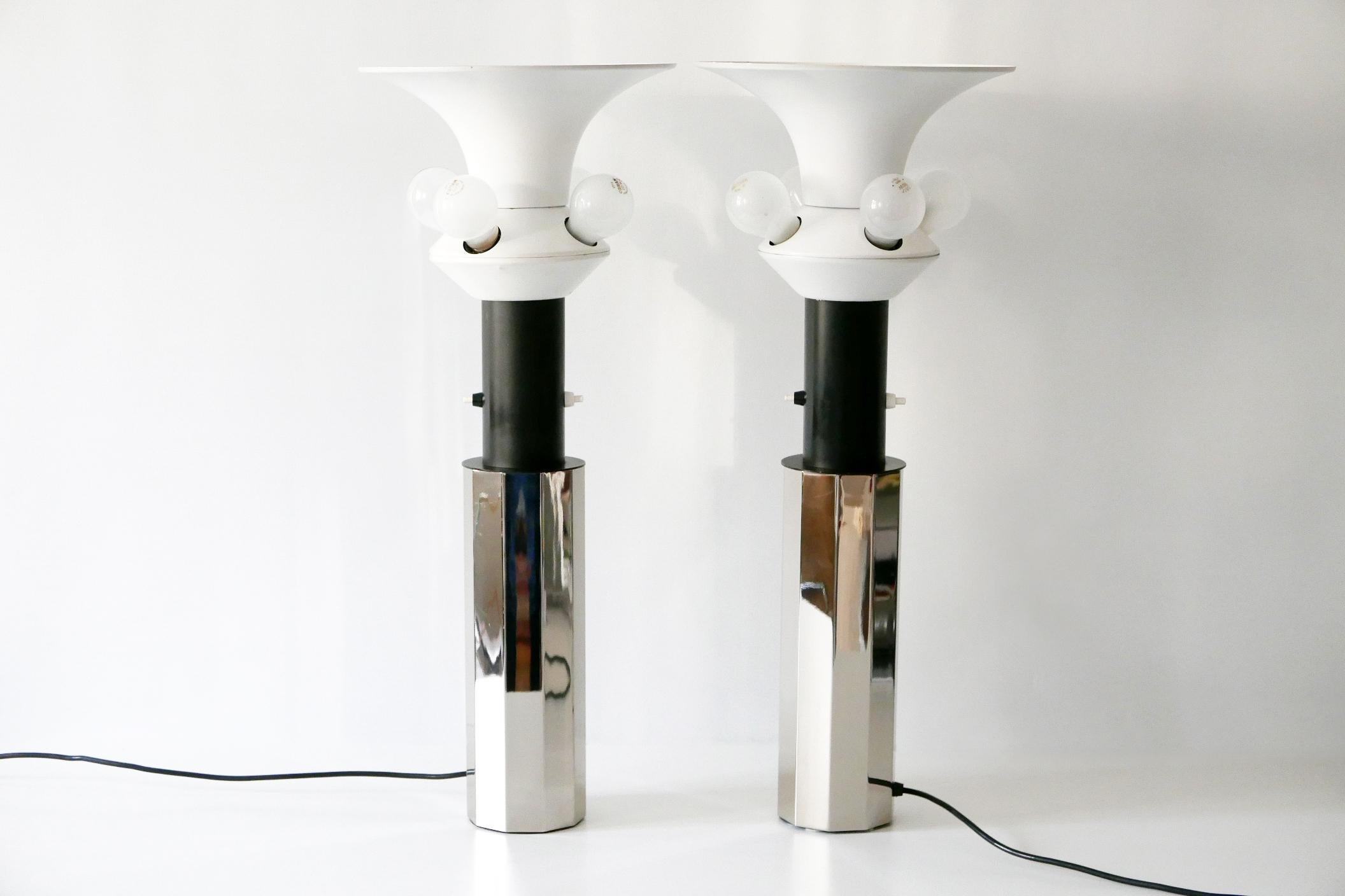 Set of Two Huge, 5-Flamed Midcentury Decagonal Chrome Table Lamps 1960s, Germany For Sale 6