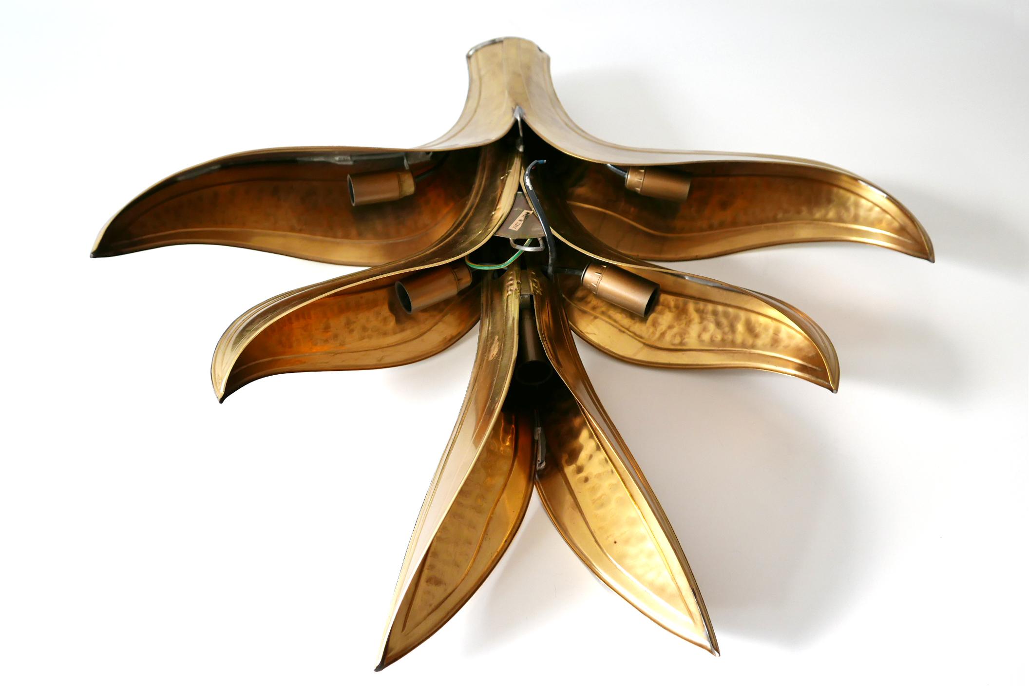 Set of Two Huge Brass 'Foliage' Wall Lamps or Sconces by Richard Faure, 1970s 3