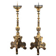 Set of Two Huge Church Candlesticks