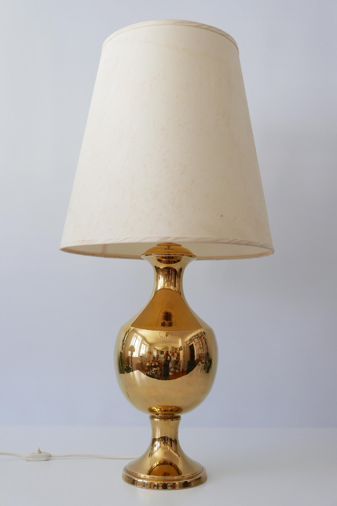 Set aus zwei riesigen, gold glasierten Keramik-Tischlampen von Behreno Firenze, Italien, 1960er Jahre (Moderne der Mitte des Jahrhunderts) im Angebot