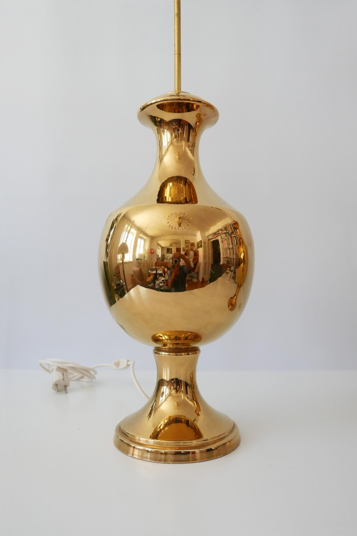 Set aus zwei riesigen, gold glasierten Keramik-Tischlampen von Behreno Firenze, Italien, 1960er Jahre im Angebot 1