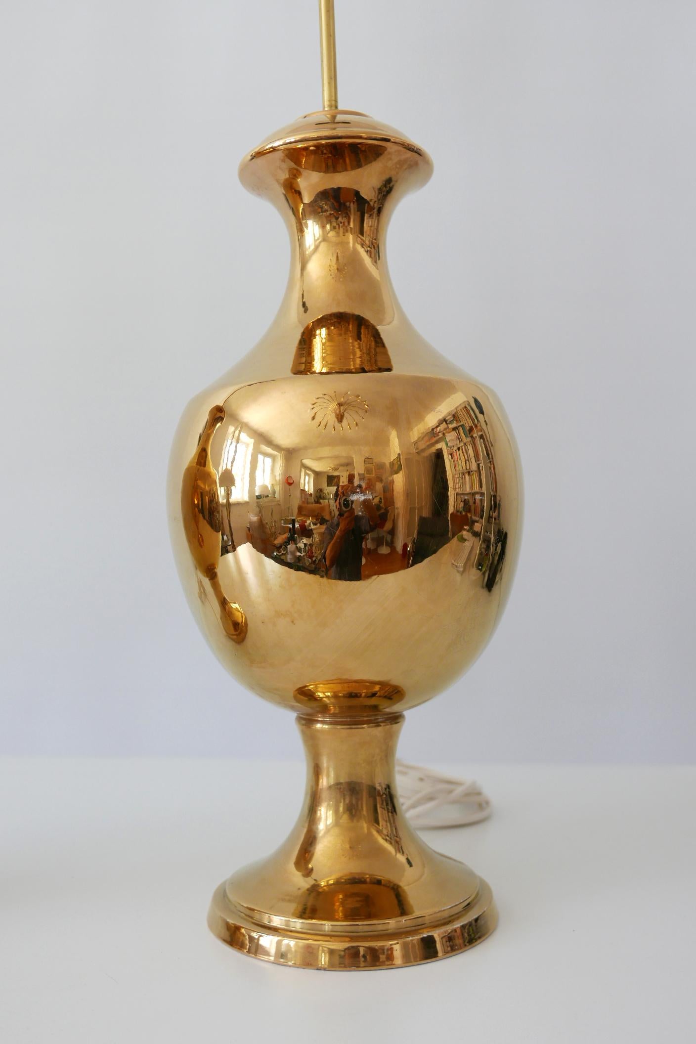Set aus zwei riesigen, gold glasierten Keramik-Tischlampen von Behreno Firenze, Italien, 1960er Jahre im Angebot 2