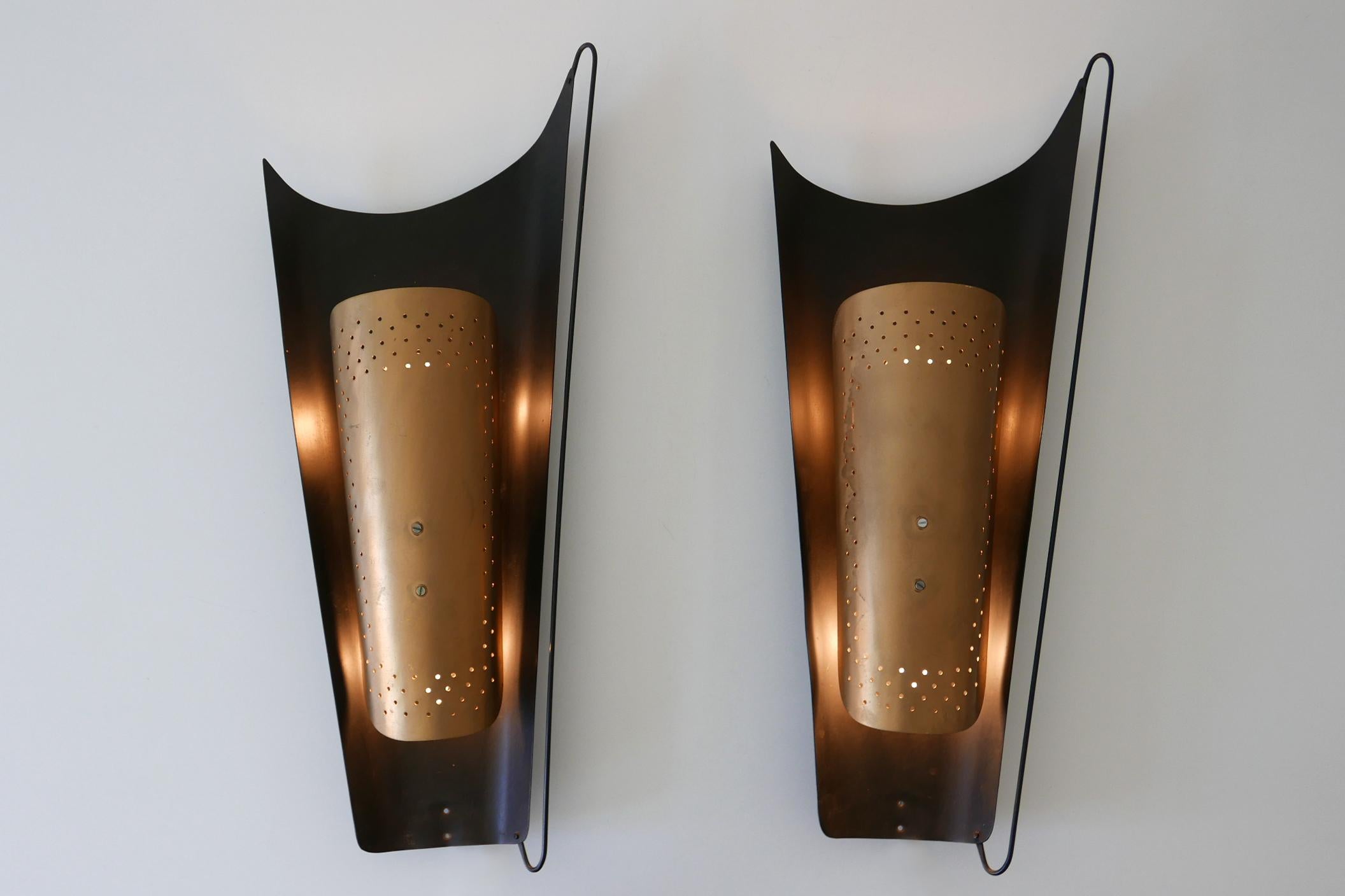 Mid-20th Century Set of Two Huge Mid-Century Modern Wall Lamps or Sconces, 1950s, Germany For Sale