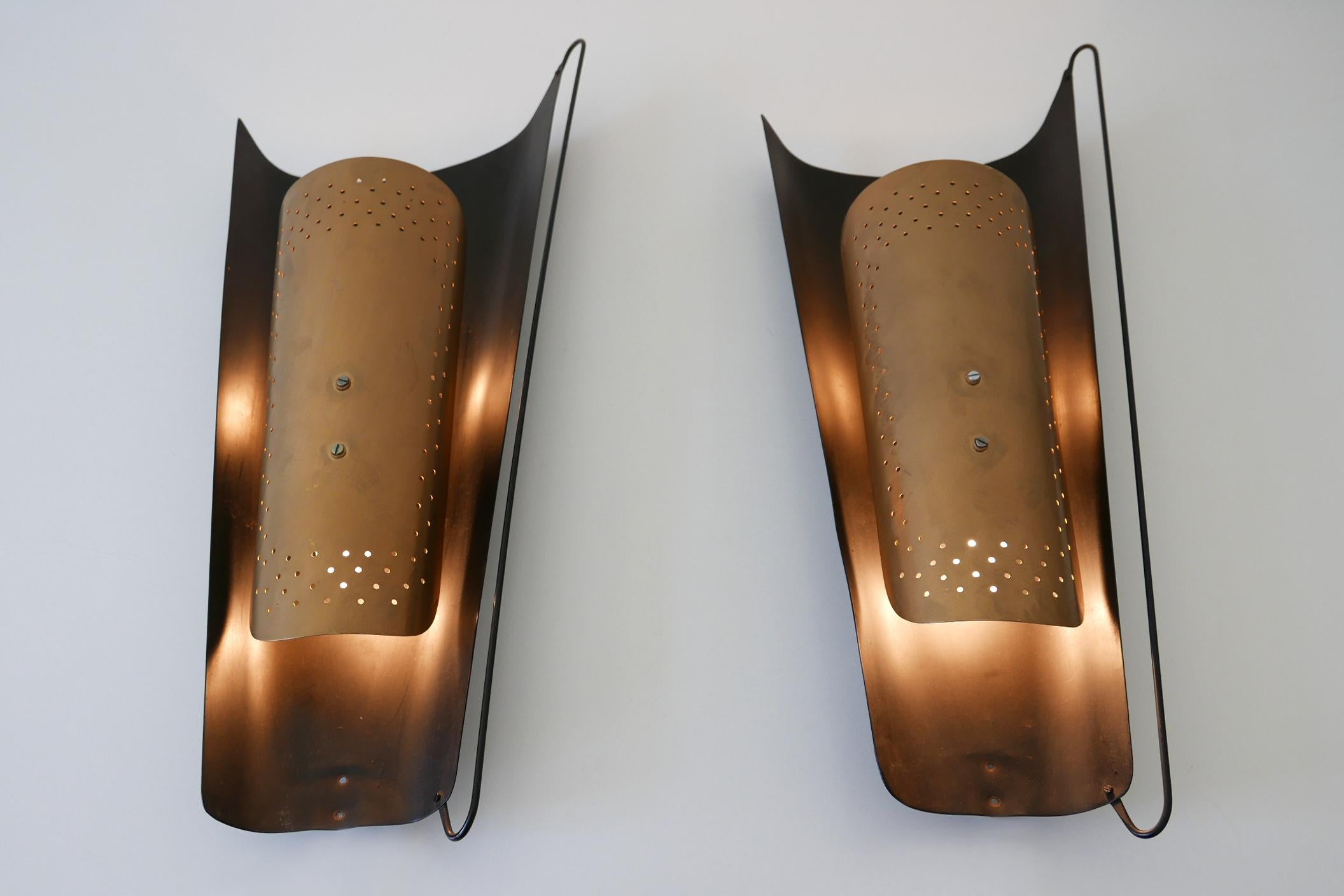 Metal Set of Two Huge Mid-Century Modern Wall Lamps or Sconces, 1950s, Germany For Sale