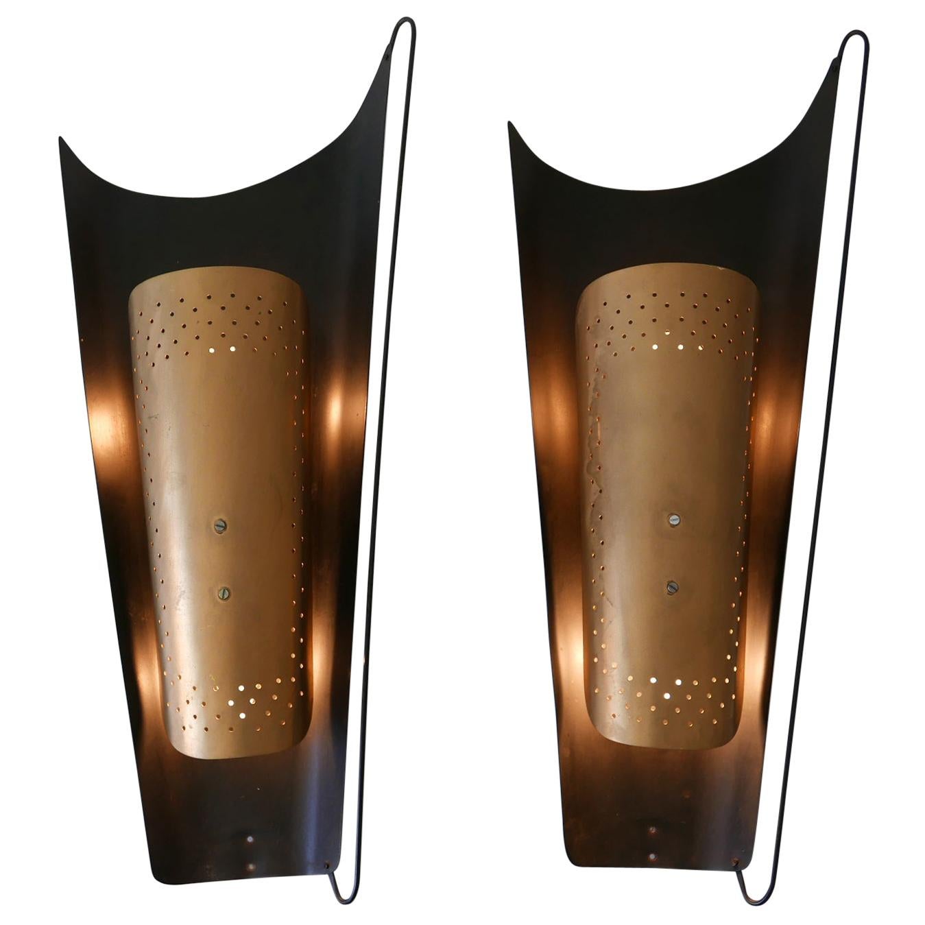 Set of Two Huge Mid-Century Modern Wall Lamps or Sconces, 1950s, Germany For Sale