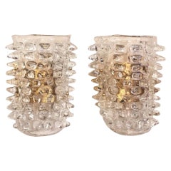 Set of Two Huge Rostrato Murano Glass Wall Sconces in the Manner of Barovier