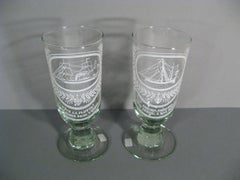 Set of Two Humorous Glasses with Nautical Décor - Mid 20th Century - 1Y149