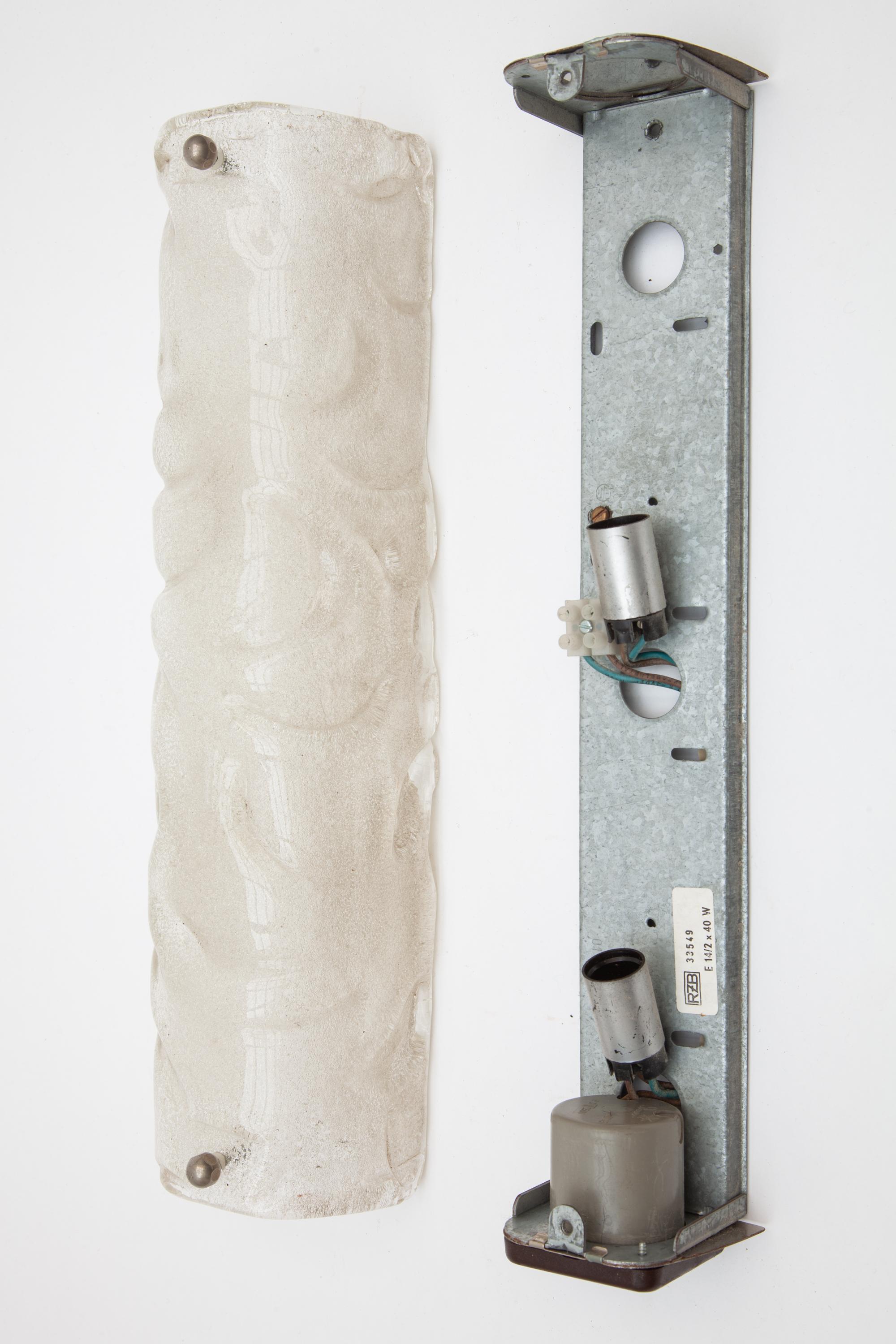 Mid-Century Modern  Ice Block Glass Sconce by Hillebrand, Germany, 1960s