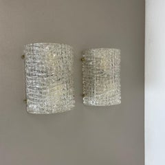 Set aus zwei Eisglas-Wandleuchten im Kalmar-Stil, Deutschland, 1970er Jahre