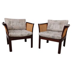 Set of Two Illum Vikkelso Danish Plexus Easy Chairs in Mahogany by CFC Silkeborg