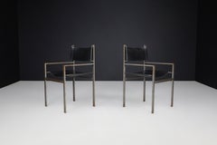Set of Two Industrial Steel and Leather Armchairs, The Netherlands, 1960s